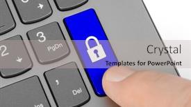  Presentation with computer security - Cool new slide set with computer-keyboard-with-security-key backdrop and a light gray colored foreground