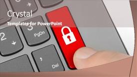  Presentation with computer security - PPT theme with computer-keyboard-with-security-key background and a gray colored foreground