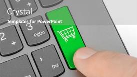  Presentation with internet of things iot concept - Colorful theme enhanced with computer-keyboard-with-shopping-key backdrop and a gray colored foreground