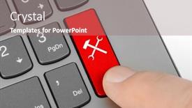  Presentation with computer hardware tools - Slide deck enhanced with computer-keyboard-with-tools-key background and a gray colored foreground