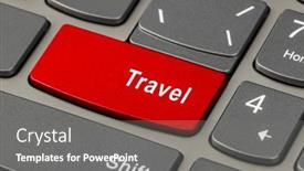  Presentation with keyboard - Amazing PPT theme having computer-keyboard-with-travel-key backdrop and a gray colored foreground