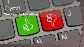  Presentation with keys - Colorful slide set enhanced with computer-keyboard-with-two-gesturing backdrop and a gray colored foreground