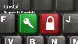  Presentation with computer security - Presentation theme with computer keyboard with two security background and a dark gray colored foreground