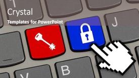  Presentation with computer security - Beautiful PPT theme featuring computer-keyboard-with-two-security backdrop and a gray colored foreground