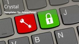  Presentation with computer security - Audience pleasing PPT theme consisting of computer-keyboard-with-two-security backdrop and a gray colored foreground
