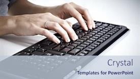  Presentation with office life - Slide deck enhanced with computer keyboard woman hands typing message office life background and a lemonade colored foreground