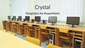  Presentation with computer room - Presentation theme with computer labratory - interior of a class room background and a sky blue colored foreground