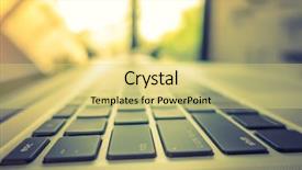  Presentation with computer - Colorful slides enhanced with computer laptop filtered image process backdrop and a yellow colored foreground