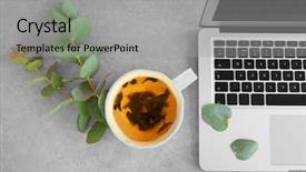  Presentation with tea leaves - Cool new presentation with computer leaves and cup backdrop and a light gray colored foreground