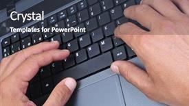  Presentation with login - Amazing presentation theme having computer login - closeup of the hands backdrop and a tawny brown colored foreground