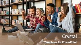  Presentation with students - PPT layouts having computer looking aside make winner background and a tawny brown colored foreground