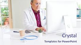  Presentation with cure - Audience pleasing slide set consisting of computer looking for a cure backdrop and a sky blue colored foreground