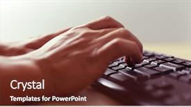  Presentation with hands of anonymous hackers typing - Cool new PPT theme with computer mac - hands touch typing on keyboard backdrop and a tawny brown colored foreground