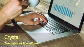  Presentation with laptop - Beautiful PPT layouts featuring computer mac - man working on laptop backdrop and a violet colored foreground