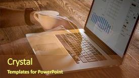  Presentation with mac - Slide set consisting of computer mac - man working on laptop background and a tawny brown colored foreground