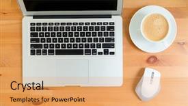  Presentation with mac - Slide set consisting of computer mac - working place background and a yellow colored foreground