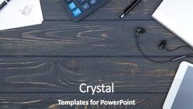  Presentation with workplace - Presentation design consisting of computer mac - workplace and business objects concept background and a dark gray colored foreground