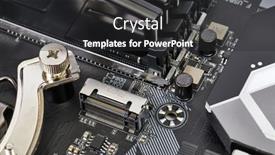  Presentation with computer - PPT theme with computer-mainboard-with-pci-express background and a dark gray colored foreground