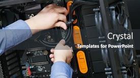  Presentation with computer repair - Presentation design consisting of computer-maintenance-and-warranty-repair background and a dark gray colored foreground