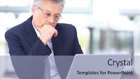  Presentation with confident - Audience pleasing presentation theme consisting of computer management - portrait of confident business man backdrop and a light blue colored foreground