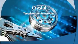  Presentation with memory - Colorful slide set enhanced with computer memory - close up of hard disk backdrop and a teal colored foreground