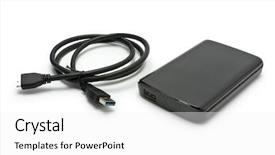  Presentation with hard disk drive - Slides featuring computer memory - external hard drive background and a white colored foreground