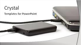  Presentation with hard disk drive - Slide set with computer memory - external hard drive background and a white colored foreground