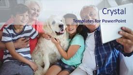  Presentation with memory computer - PPT theme featuring computer memory - grandparents and grandchildren sitting background and a sky blue colored foreground