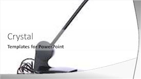  Presentation with microphone - Presentation theme enhanced with computer-microphone-isolated-on-white background and a white colored foreground