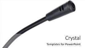  Presentation with microphone - Cool new presentation theme with computer microphone isolated on white backdrop and a  colored foreground