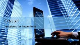  Presentation with tech - PPT theme having computer model - tech concept background and a light blue colored foreground