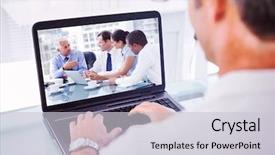  Presentation with hair - Audience pleasing theme consisting of computer monitor - man with grey hair typing backdrop and a light gray colored foreground