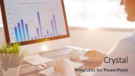  Presentation with monitor computer - Beautiful theme featuring computer monitor and analyzing data backdrop and a lemonade colored foreground