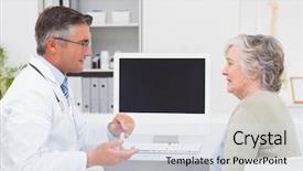  Presentation with healthy workplace full length side view - Beautiful slides featuring computer monitor health - side view of male doctor backdrop and a sky blue colored foreground