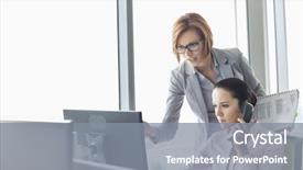  Presentation with monitor computer - Presentation theme with computer monitor in office background and a gray colored foreground