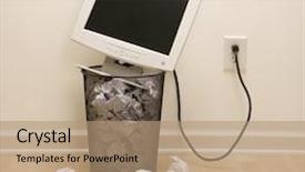  Presentation with monitor computer - PPT layouts featuring monitor in trash can surrounded background and a coral colored foreground
