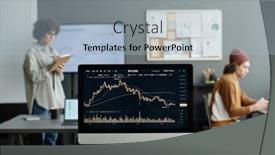  Presentation with data analyst - Presentation theme consisting of computer-monitor-with-graphic-financial background and a light blue colored foreground