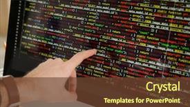  Presentation with monitor computer - Slide set featuring computer monitor with programming background and a tawny brown colored foreground