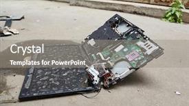  Presentation with motherboard - Presentation theme with computer motherboard - broken up laptop background and a gray colored foreground