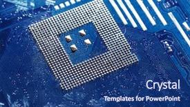  Presentation with computer motherboard - Colorful slide deck enhanced with computer motherboard close up backdrop and a ocean colored foreground