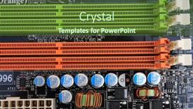  Presentation with memory computer - Audience pleasing presentation design consisting of computer-motherboard-detail-memory-slots backdrop and a tawny brown colored foreground