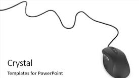  Presentation with cable - PPT layouts having computer mouse and cable isolated on white background background and a white colored foreground