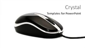  Presentation with computer - PPT theme with computer-mouse-on-a-white background and a white colored foreground