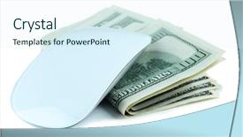  Presentation with computer - Cool new slide set with computer mouse on dollars isolated backdrop and a sky blue colored foreground