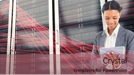  Presentation with tablet of stones - Cool new slides with computer networks - businesswoman using a tablet backdrop and a violet colored foreground