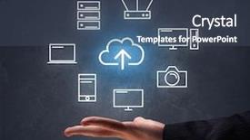  Presentation with cloud computing - Slide deck consisting of computer networks - cloud and computing related icons background and a ocean colored foreground