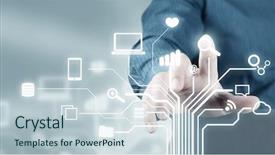  Presentation with sharing - Colorful slide set enhanced with computer networks - cloud sharing and connection backdrop and a sky blue colored foreground