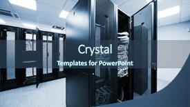  Presentation with new office - Presentation having computer networks - power modern network equipment background and a ocean colored foreground