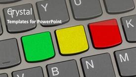  Presentation with keys - Cool new presentation design with computer-notebook-keyboard-with-blank backdrop and a gray colored foreground