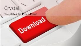  Presentation with download - Beautiful PPT layouts featuring computer notebook keyboard with download key - technology background backdrop and a lemonade colored foreground